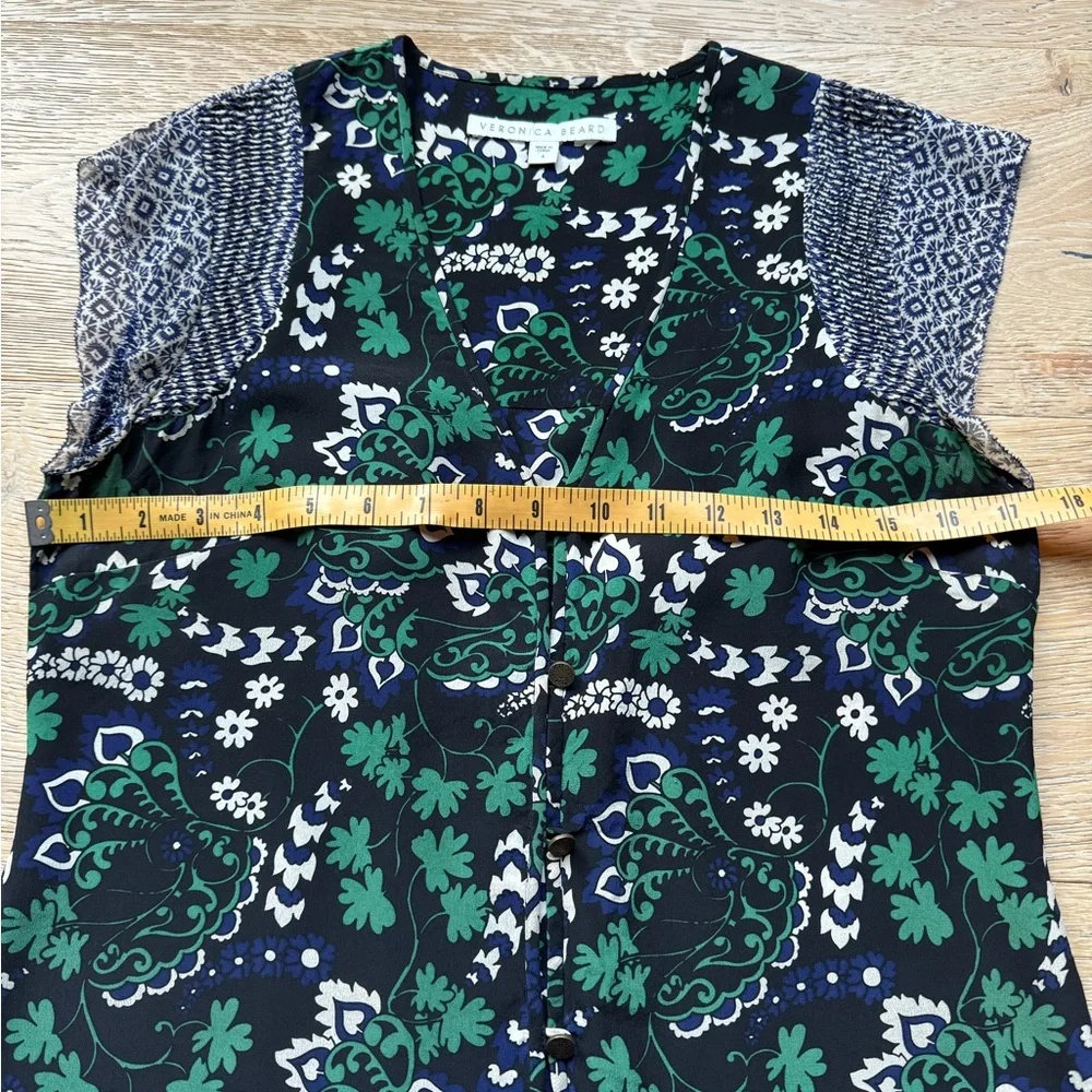 STUNNING Veronica Beard SILK floral printed Boho top size 4 S price firm !